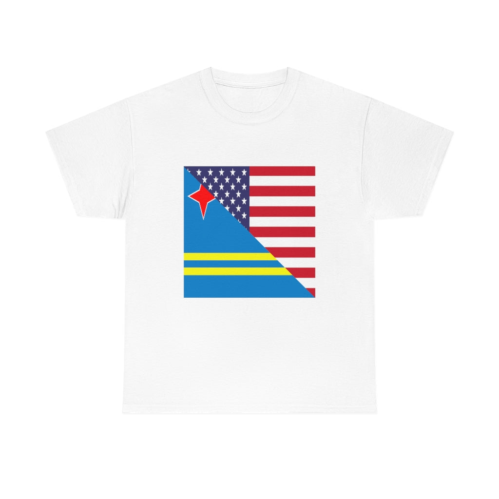 Aruban American Flag Tee Shirt | Aruba USA Tshirt