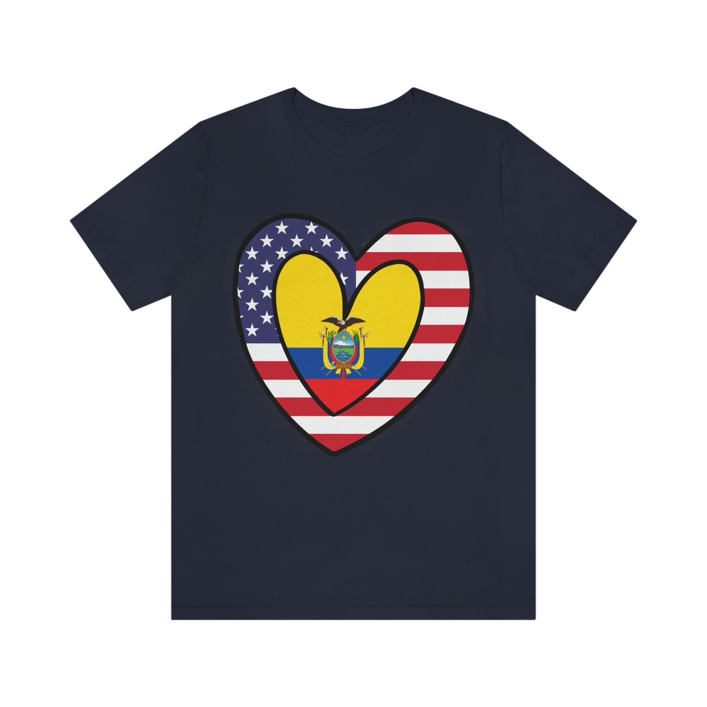 Ecuadorian American Heart Valentines Day Gift Tee Shirt | Half Ecuador USA Flag T-Shirt