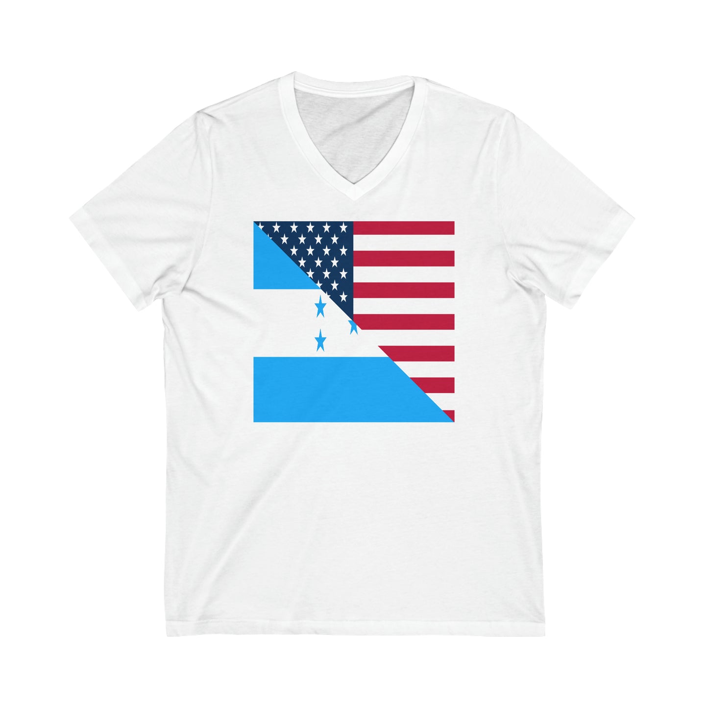 Honduras American Flag Half Honduran USA V-Neck T-Shirt | Unisex Vee Shirt