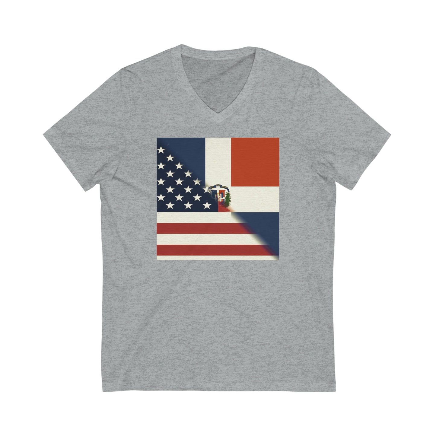 Dominican Republic America Flag | US D.R. V-Neck T-Shirt | Unisex Vee Shirt