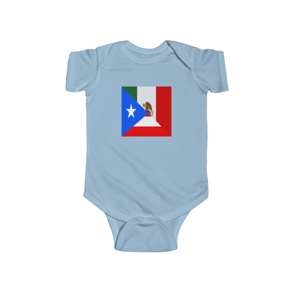 Puerto Rico Mexico Flag Baby Bodysuit | Unisex Boricua Mexican USA Newborn Boy Girl