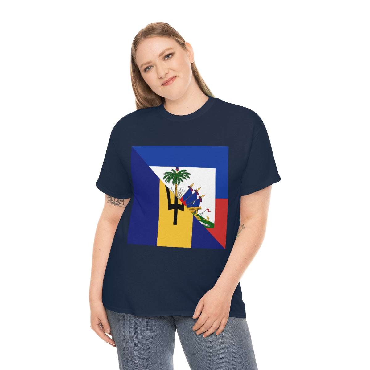 Bajan Haitian Flag Tee Shirt | Unisex Barbados Haiti USA Tshirt