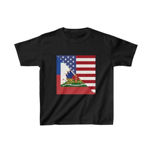 Kids Haiti America Flag | Half Haitian American Flag Ayiti T-Shirt | Unisex Tee Shirt