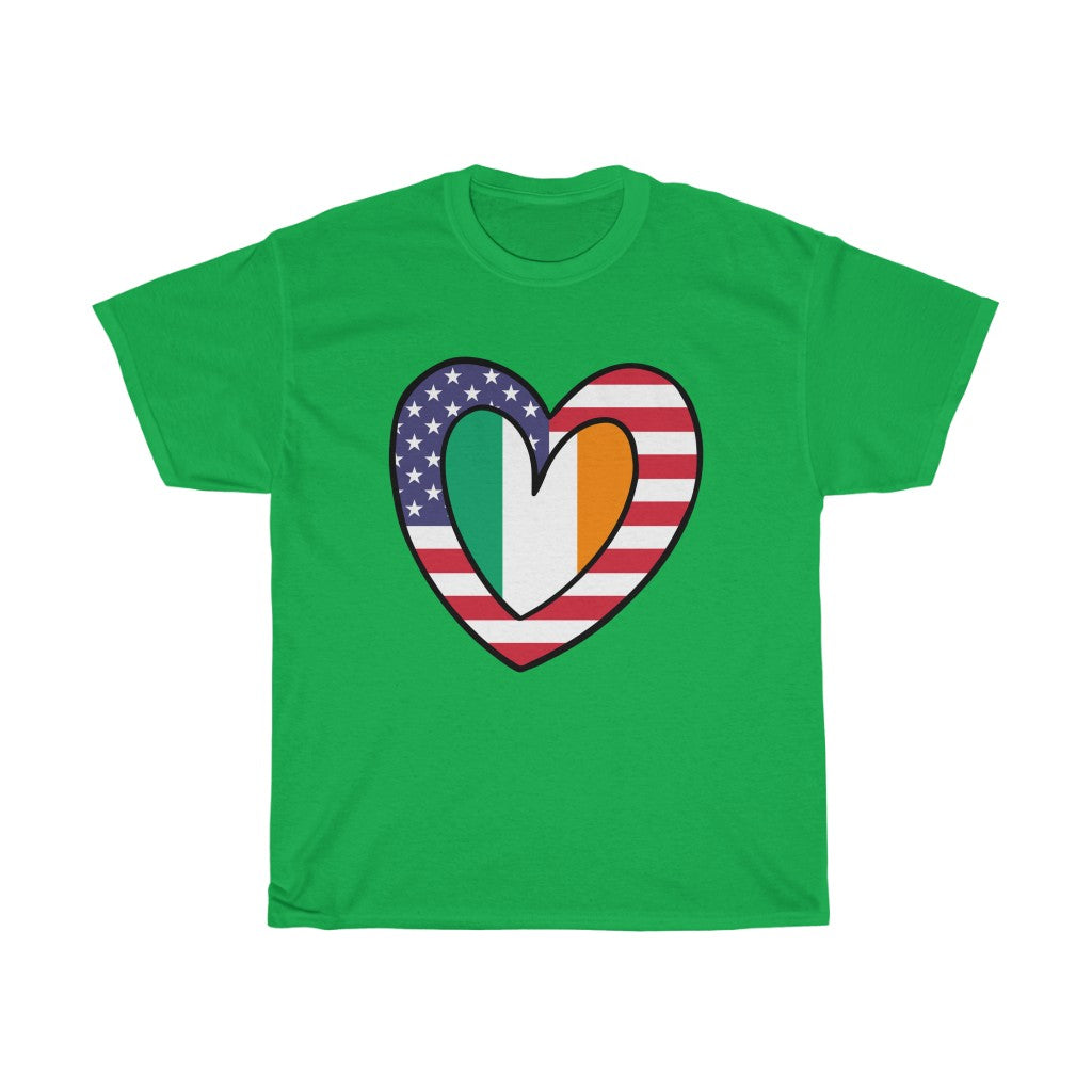 American Irish Flag Inner Heart Tee | Unisex Ireland USA Shirt