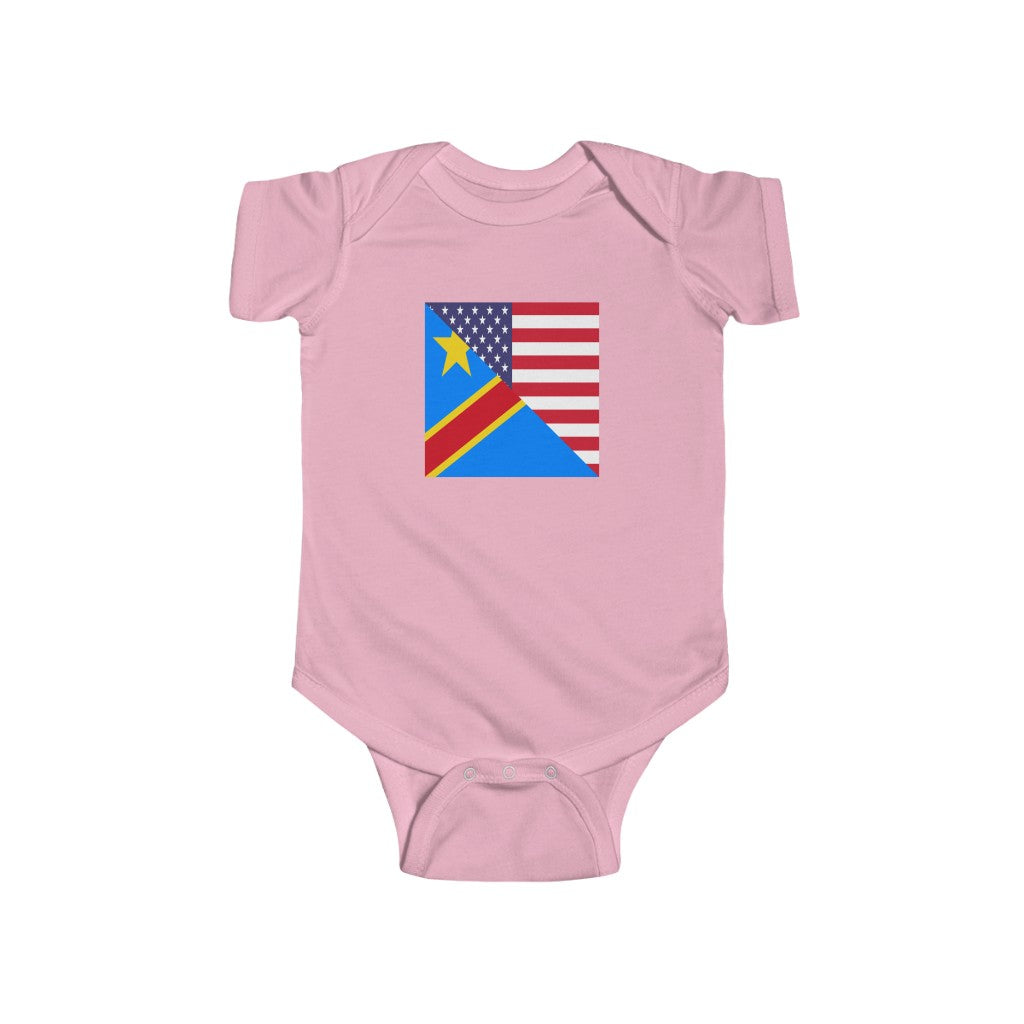 DR Congo American Flag Baby Bodysuit | Unisex Congolese USA Newborn Boy Girl