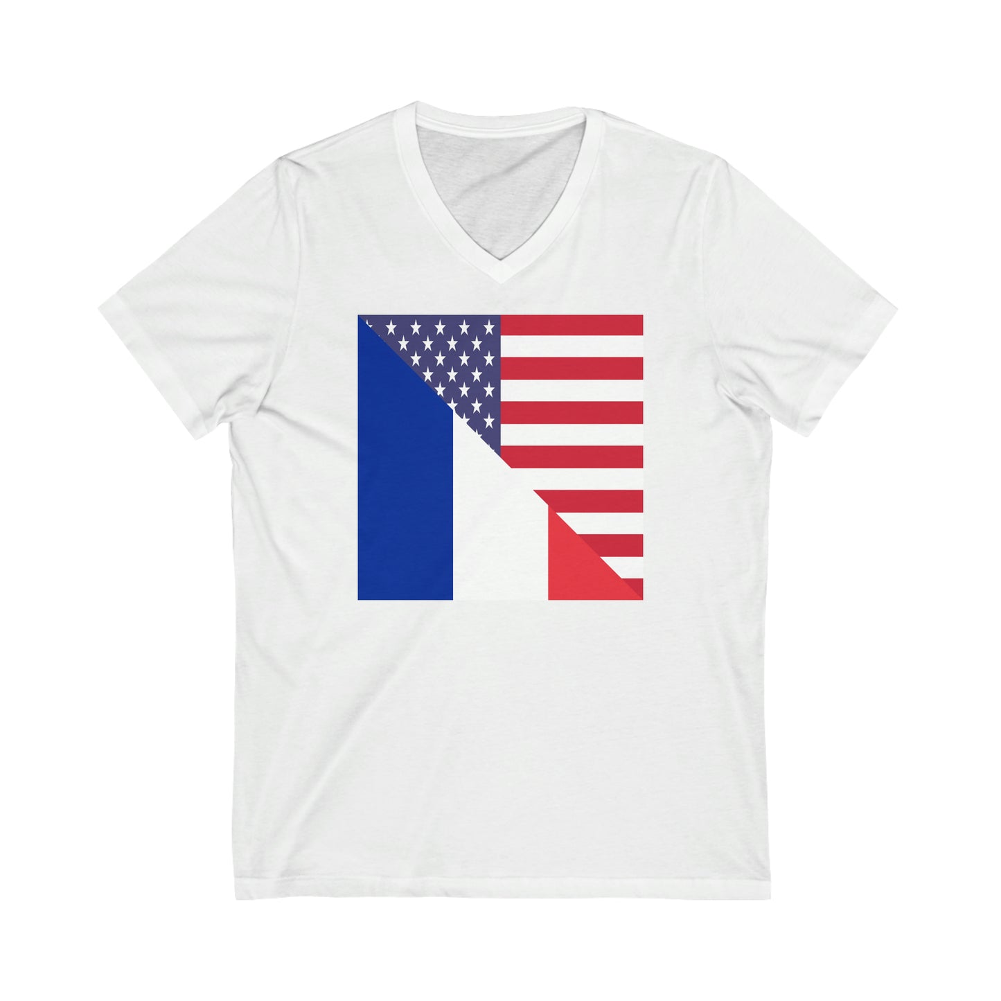 French American Flag France USA V-Neck T-Shirt | Unisex Vee Shirt