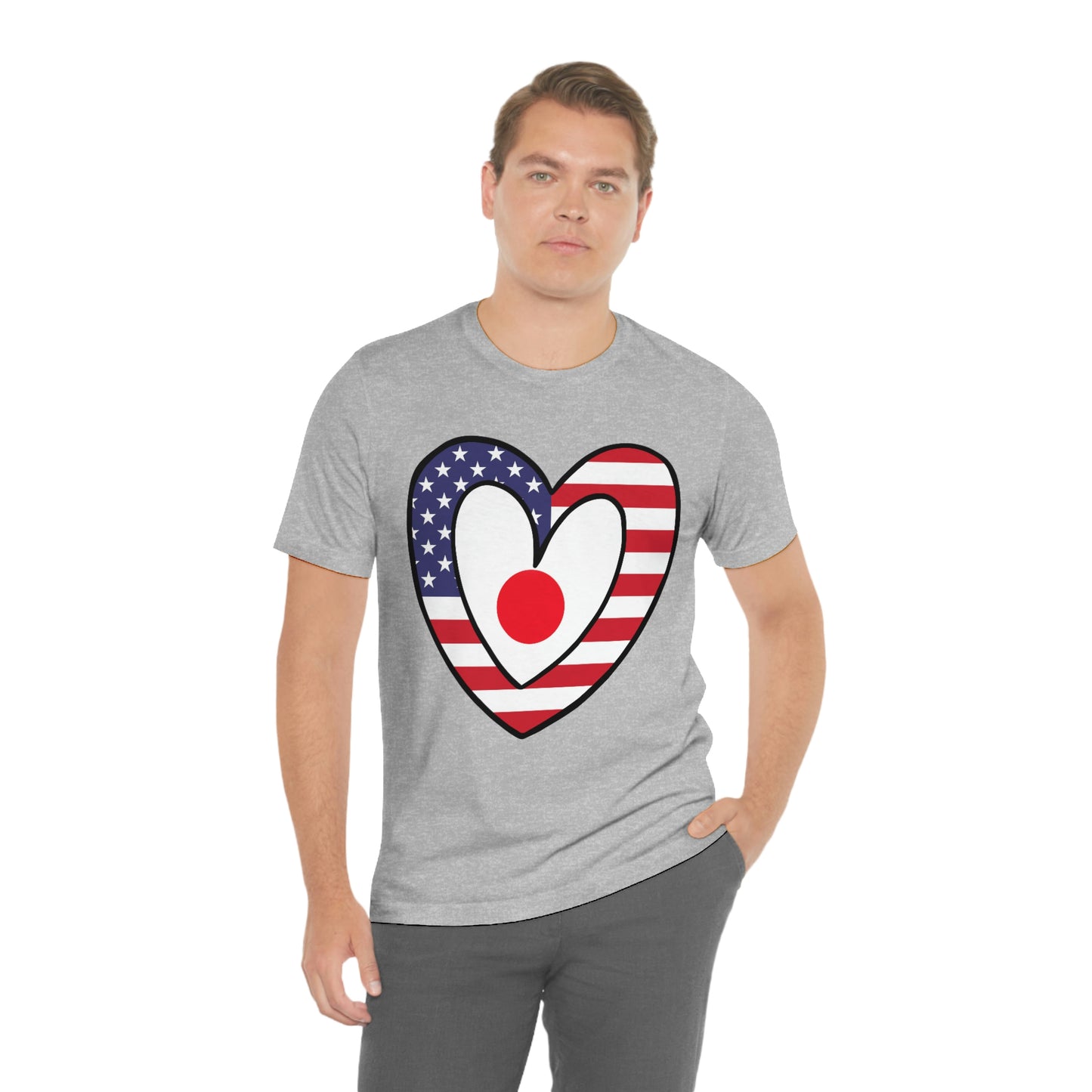 Japanese American Heart Valentines Day Gift Tee Shirt | Half Japan USA Flag T-Shirt