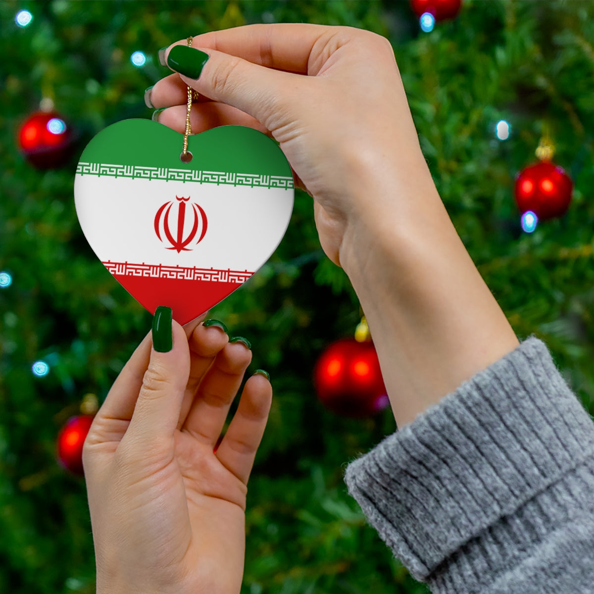 Iran Flag Ceramic Ornaments | Iranian Christmas Tree