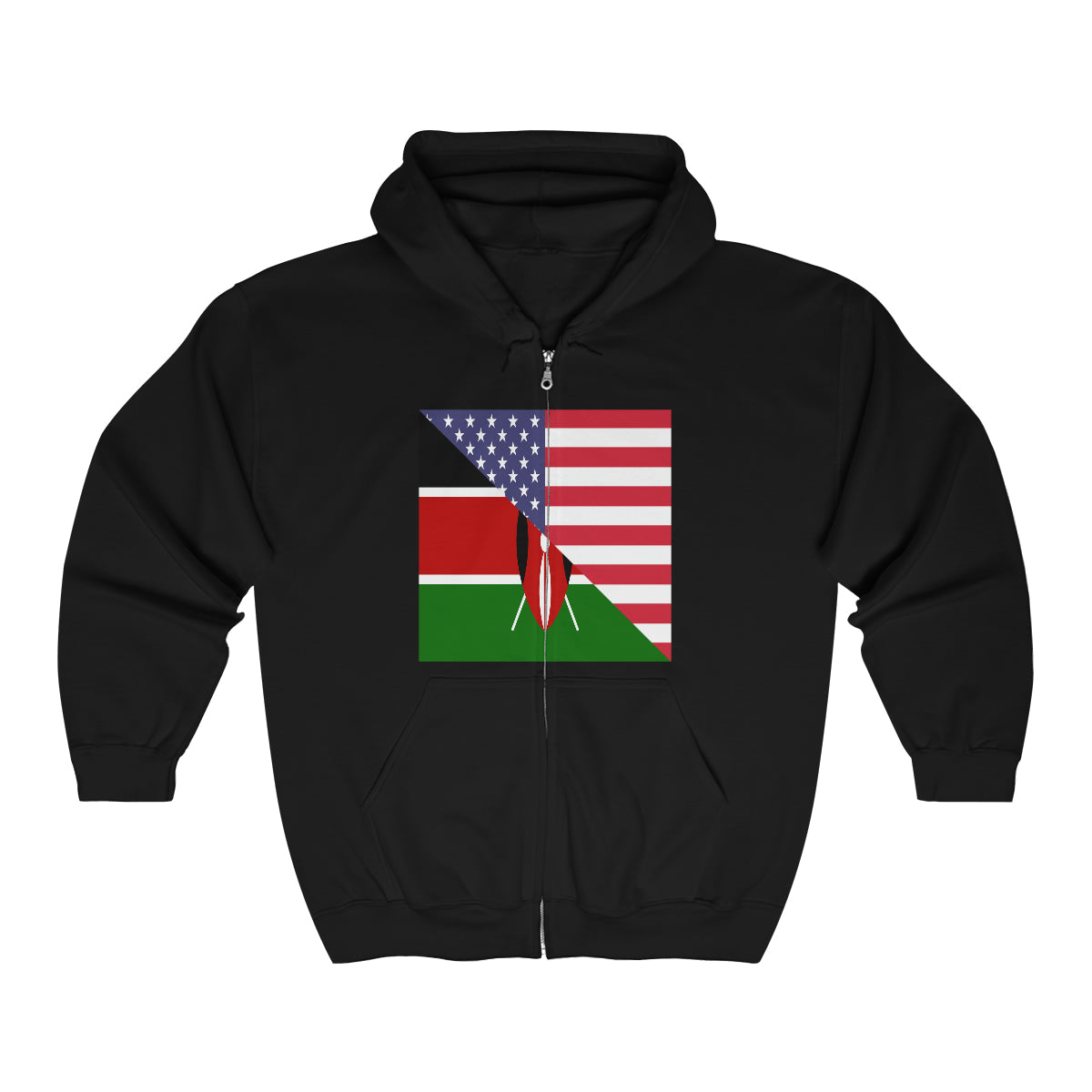 Kenyan American Flag Kenya USA Zip Hoodie | Hooded Sweatshirt