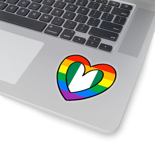 Nigerian Pride Rainbow Flag Heart Sticker | Nigeria Pride Month Accessory