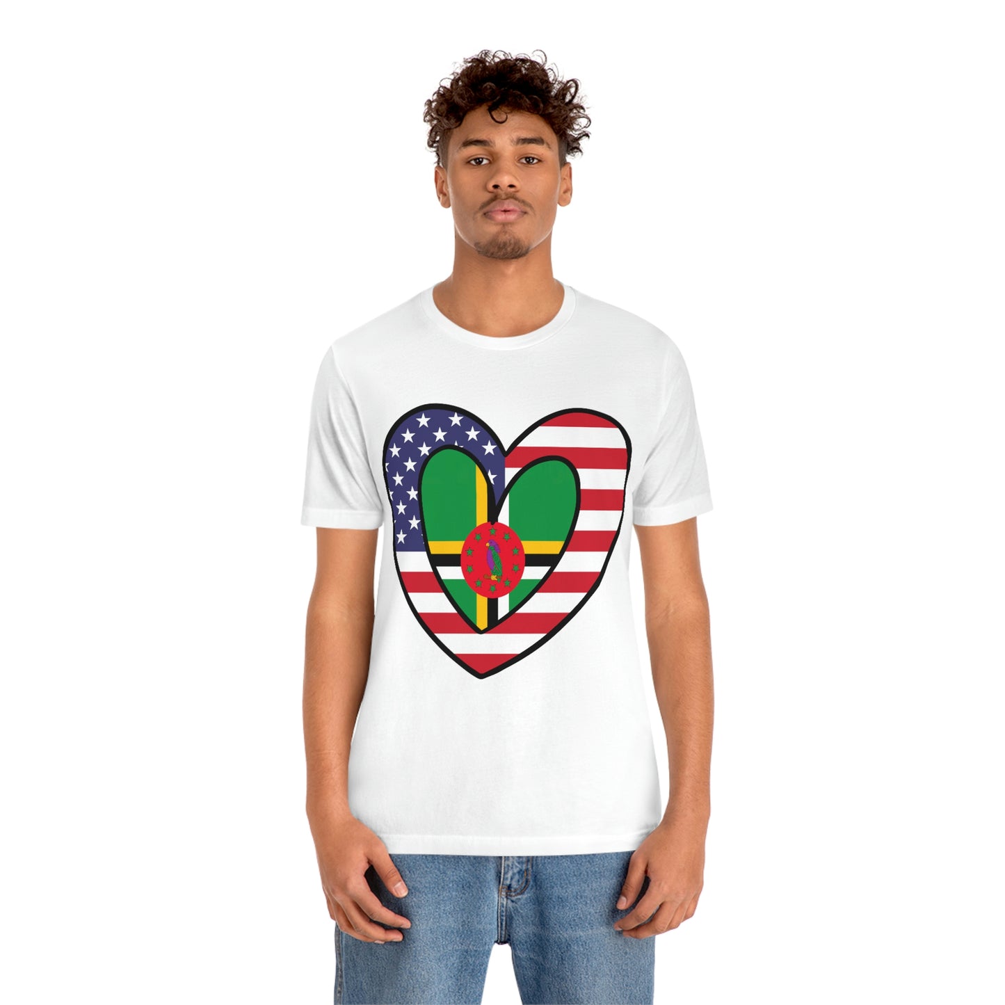 Dominican American Heart Valentines Day Gift Tee Shirt | Half Dominica USA Flag T-Shirt