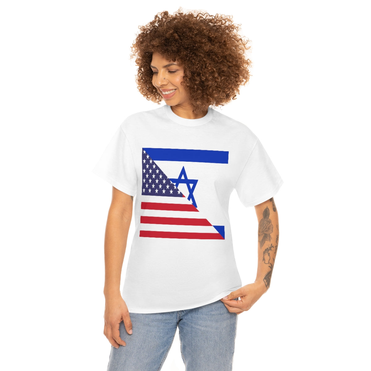 Israel American Flag Half Israeli USA T-Shirt | Unisex Tee Shirt