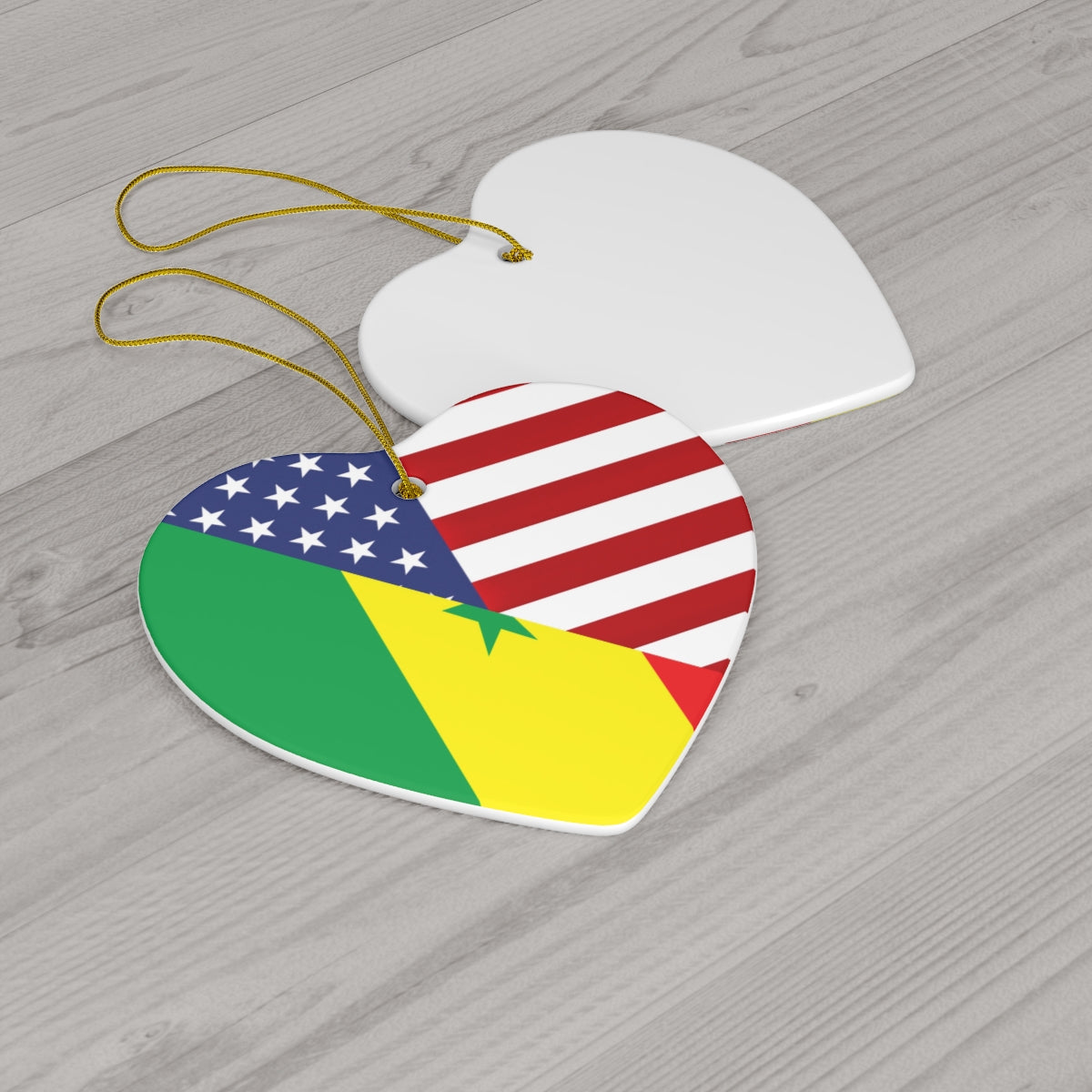 Senegal American Flag Ceramic Ornament | Senegalese USA Christmas Tree