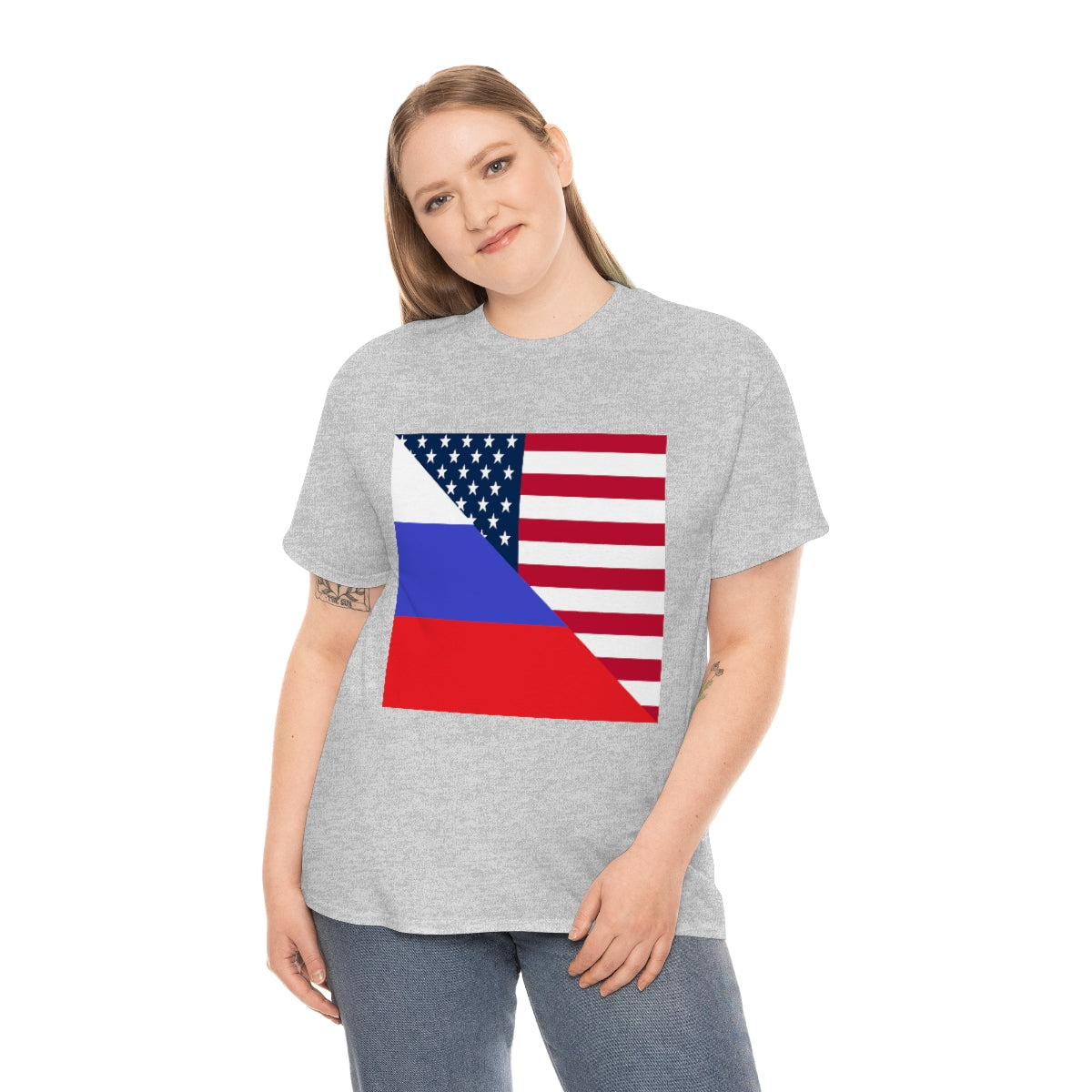 Russian American Flag Half Russia USA T-Shirt | Unisex Tee Shirt