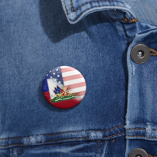 Haitian American Painted Flag Pin Button | Haiti USA Ayiti