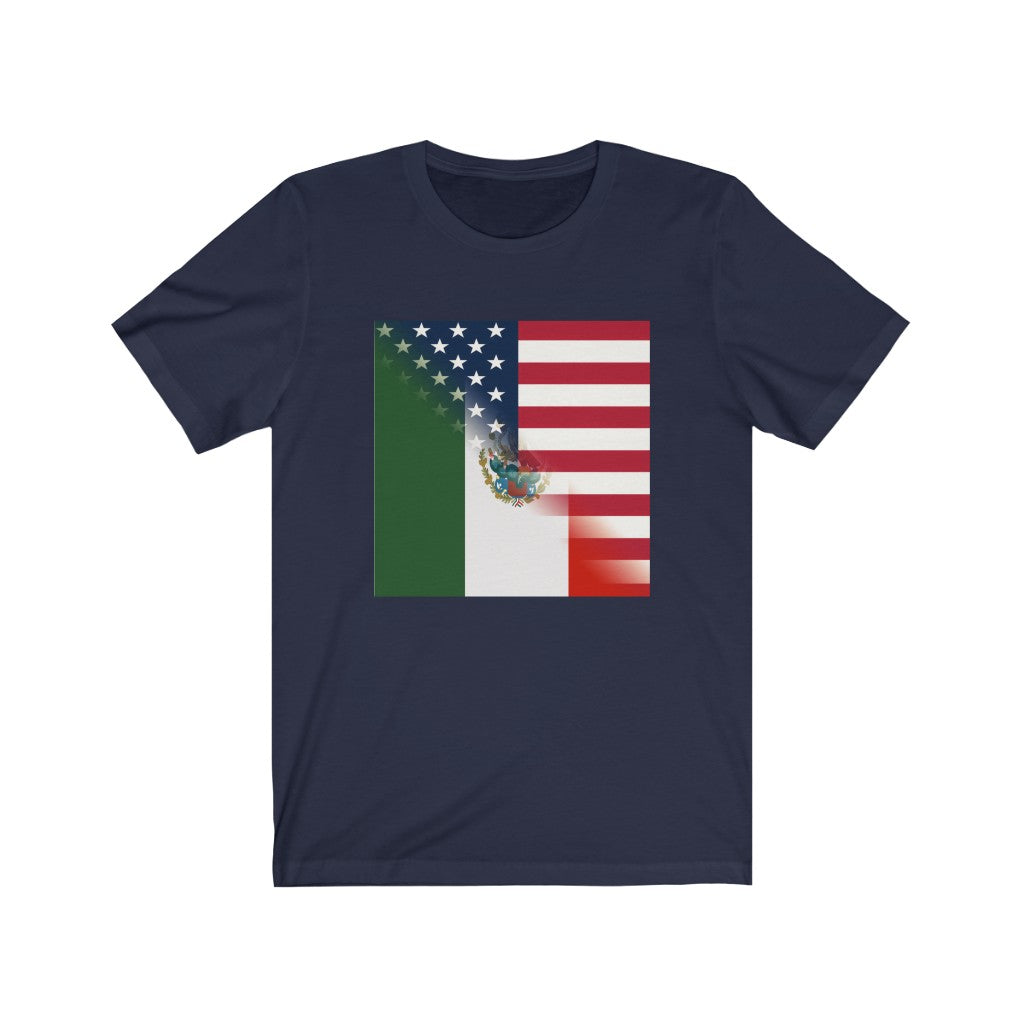 Half Mexico - America Flag Tee | USA Mexican Clothing