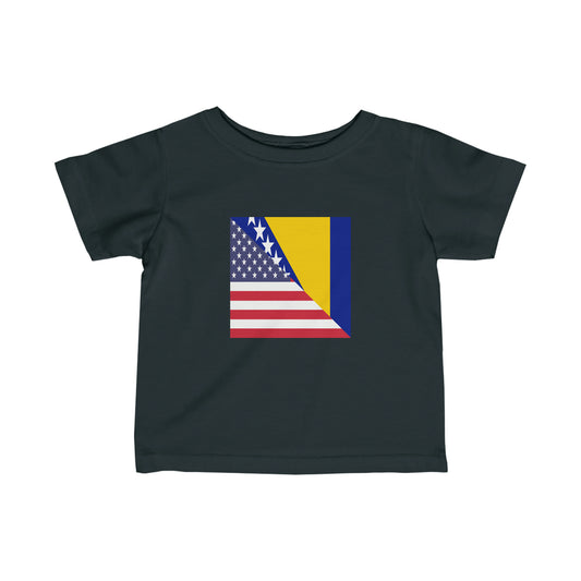 Infant Bosnia Herzegovina American Flag Toddler Tee Shirt