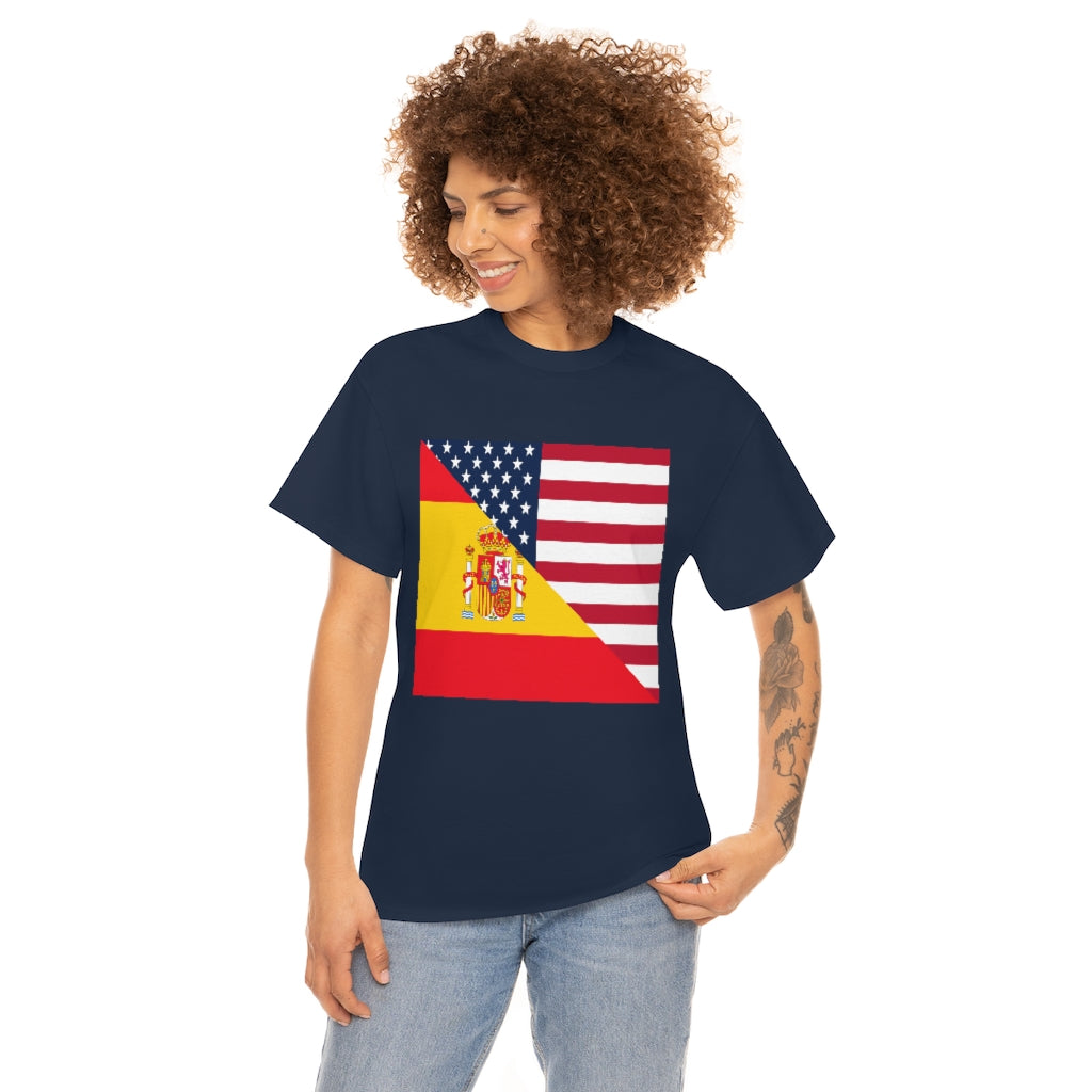 Spain American Flag Tee Shirt | Unisex Spanish USA Tshirt