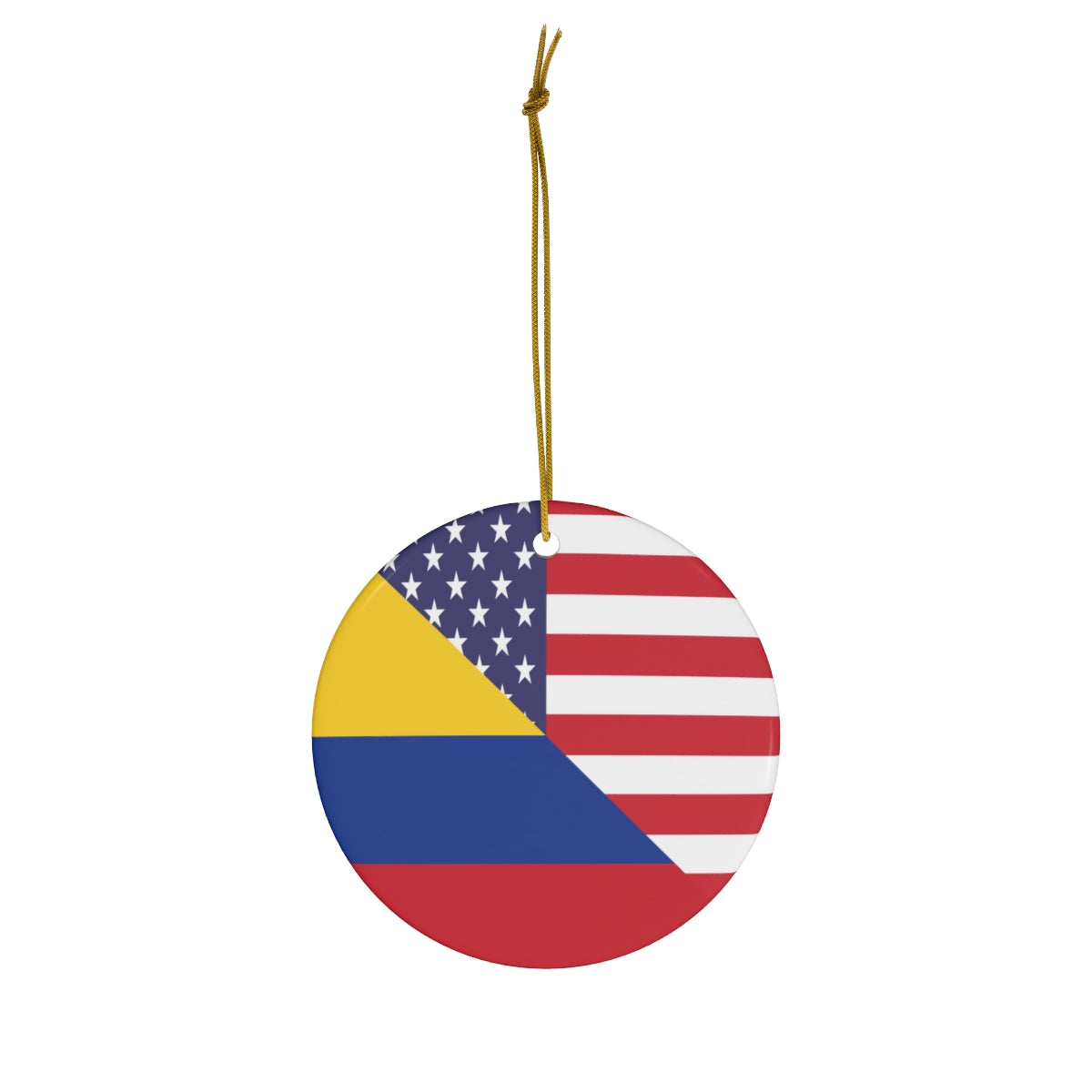 Colombian American Flag Ceramic Ornaments | Colombia USA Holiday Christmas Tree