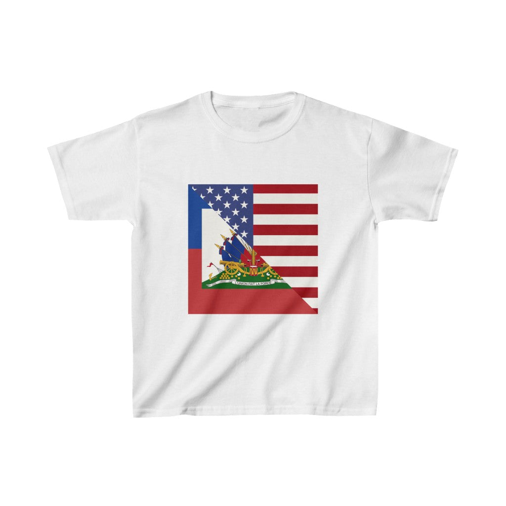 Kids Haiti America Flag | Half Haitian American Flag Ayiti T-Shirt | Unisex Tee Shirt