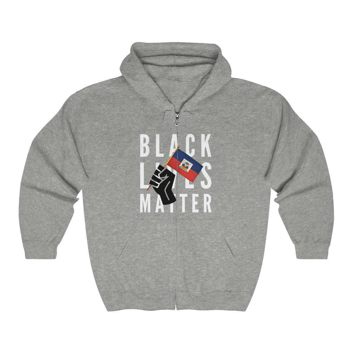 Black Lives Matter Haiti | BLM Haitian Flag Zip Hoodie | Hooded Sweatshirt