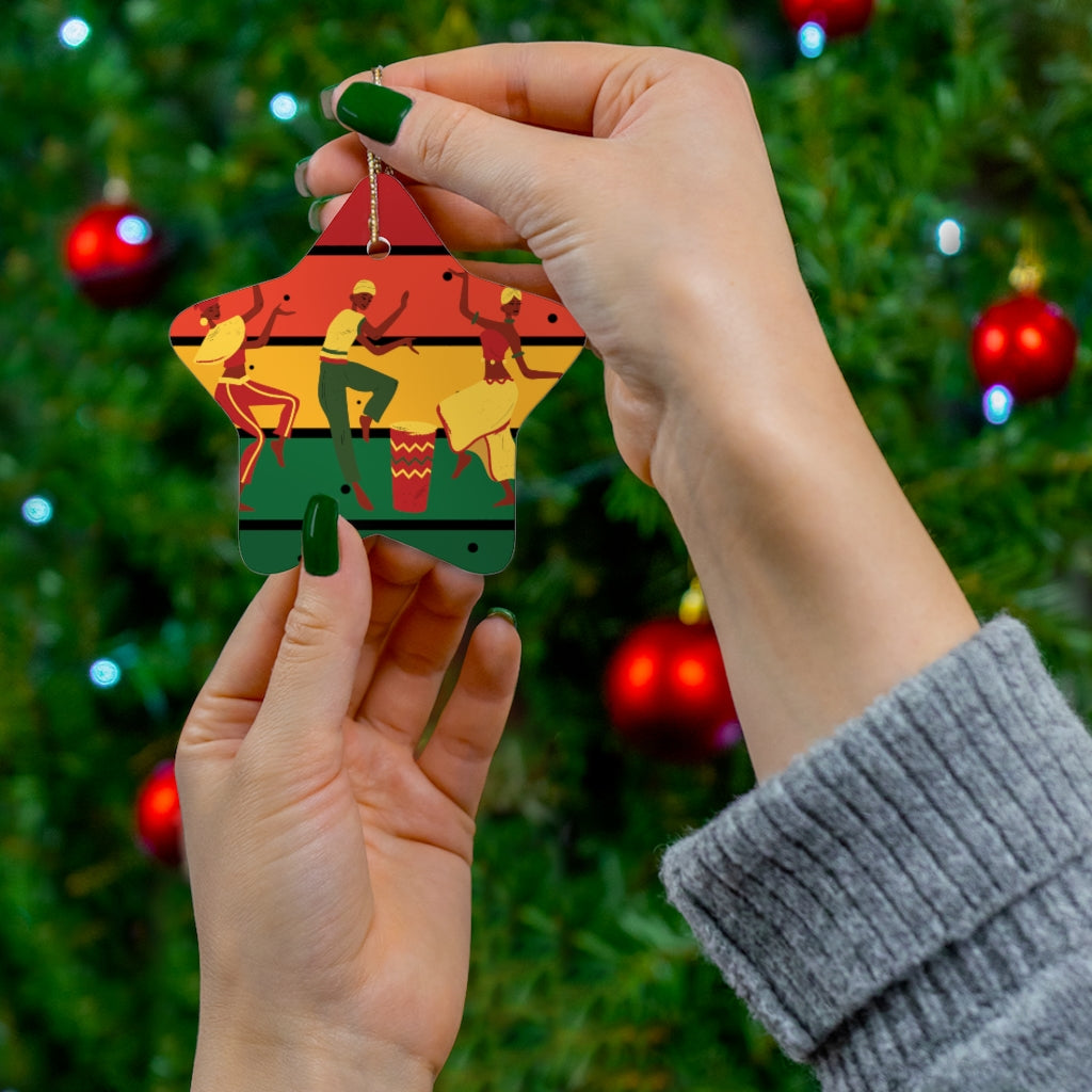 African Dance Ceramic Ornaments | Africa Diaspora Pan-African Christmas Tree