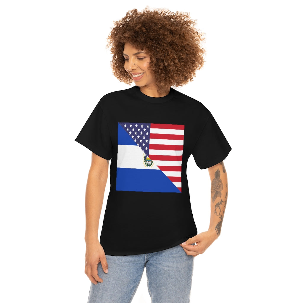 El Salvadorian American Flag Tee Shirt | Unisex El Salvador USA Tshirt