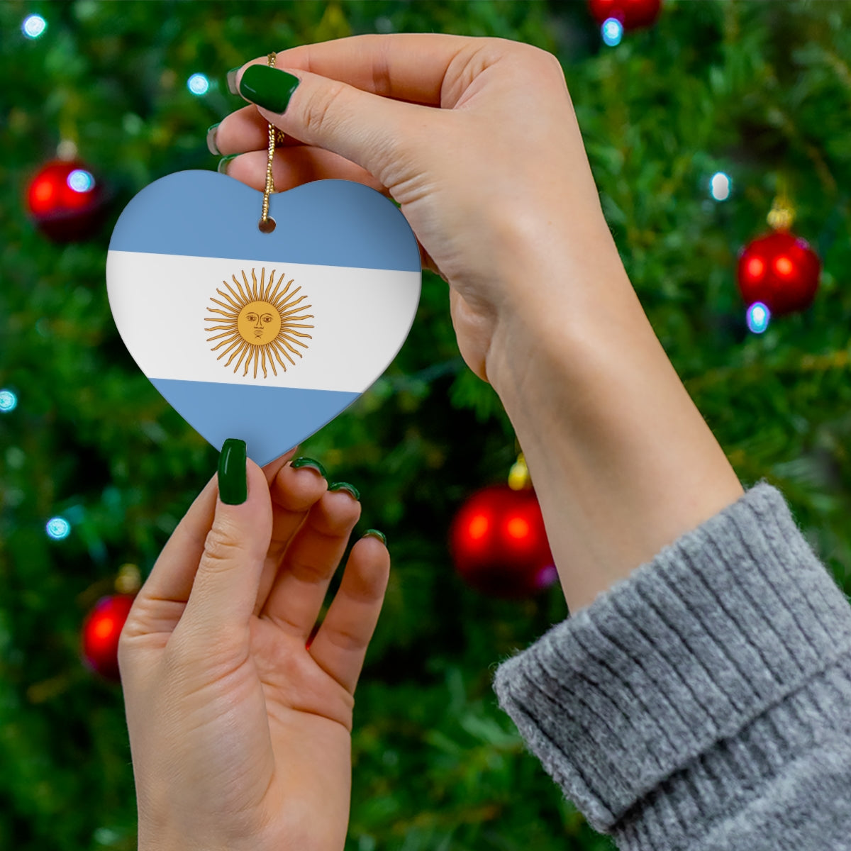 Argentina Flag Ceramic Ornaments | Argentinian Christmas Tree