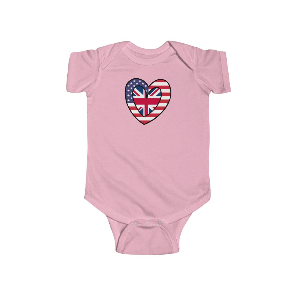 Baby American UK Flag Inner Heart Bodysuit | Unisex United Kingdom