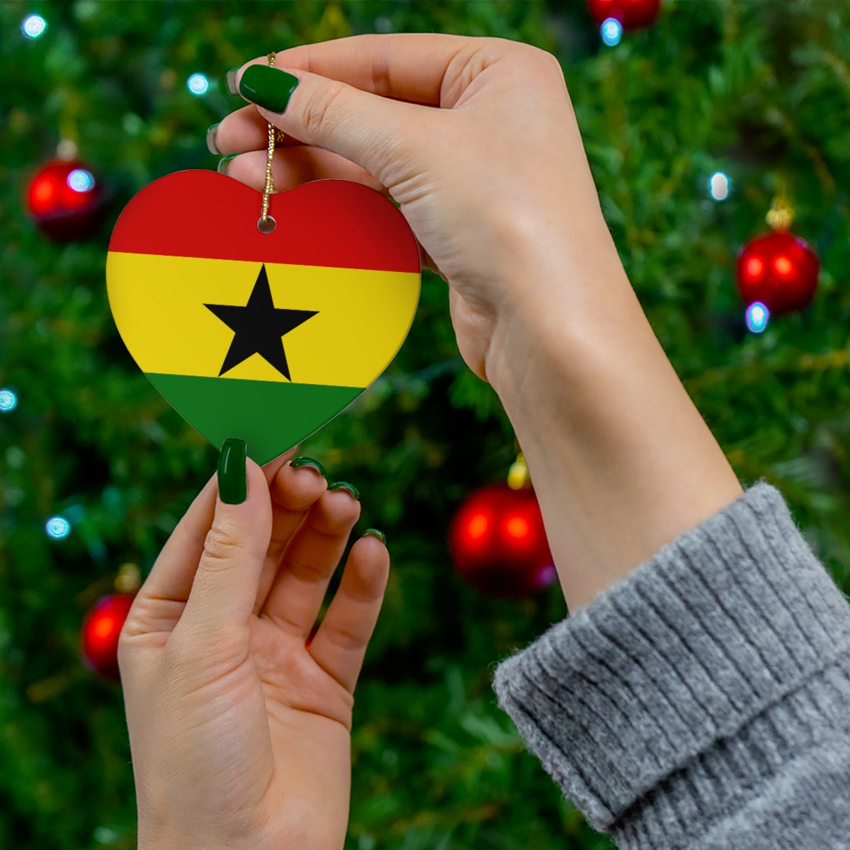 Ghana Flag Ceramic Ornaments | Ghanaian Christmas Tree