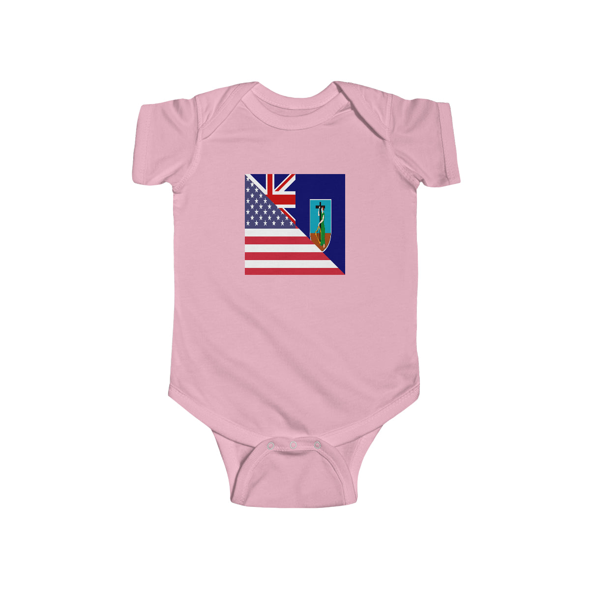 Montserrat American Flag Half Montserratian USA Baby Bodysuit | Newborn Boy Girl