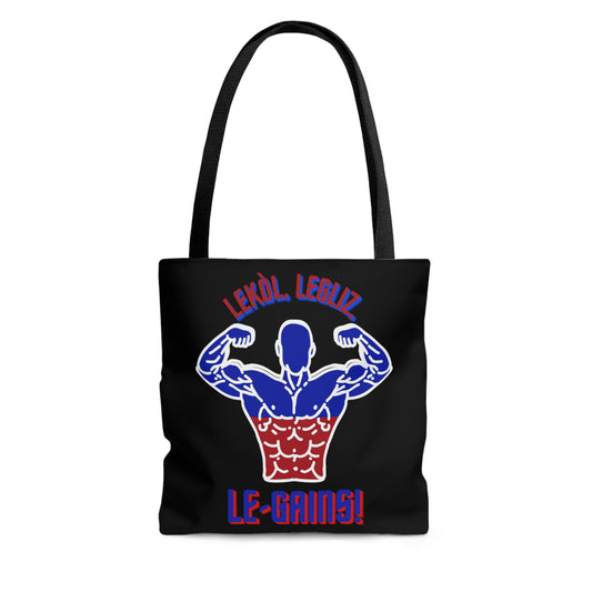 Lekol, Legliz, Le-Gains! | Haitian Gym Saying Tote Bag | Shoulder Bag