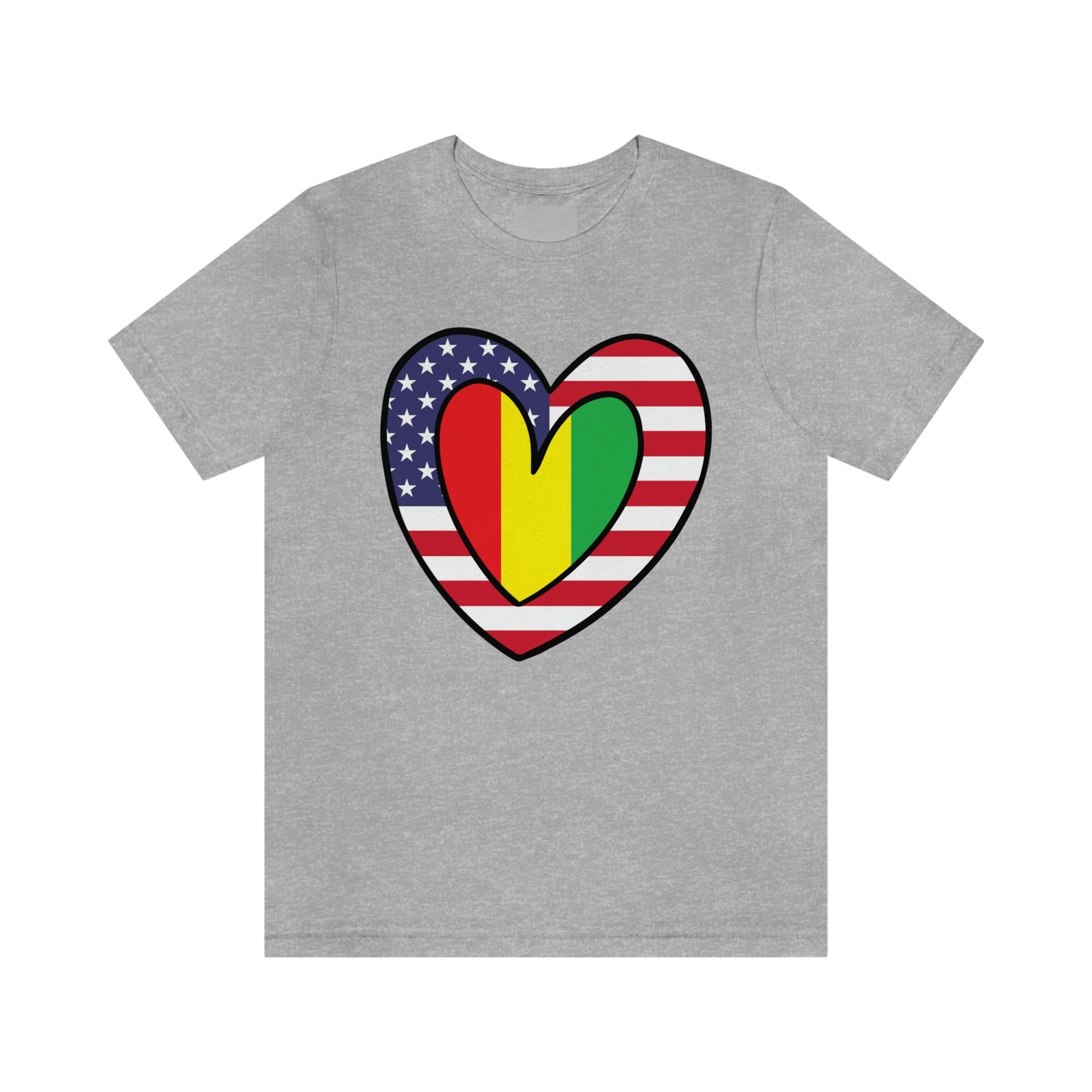 Guinean American Heart Valentines Day Gift Tee Shirt | Guinea USA Flag Wedding T-Shirt