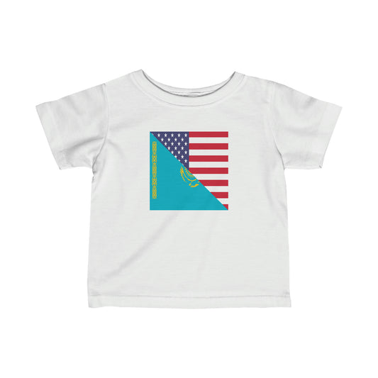 Infant Kazakhstan American Flag USA Toddler Tee Shirt