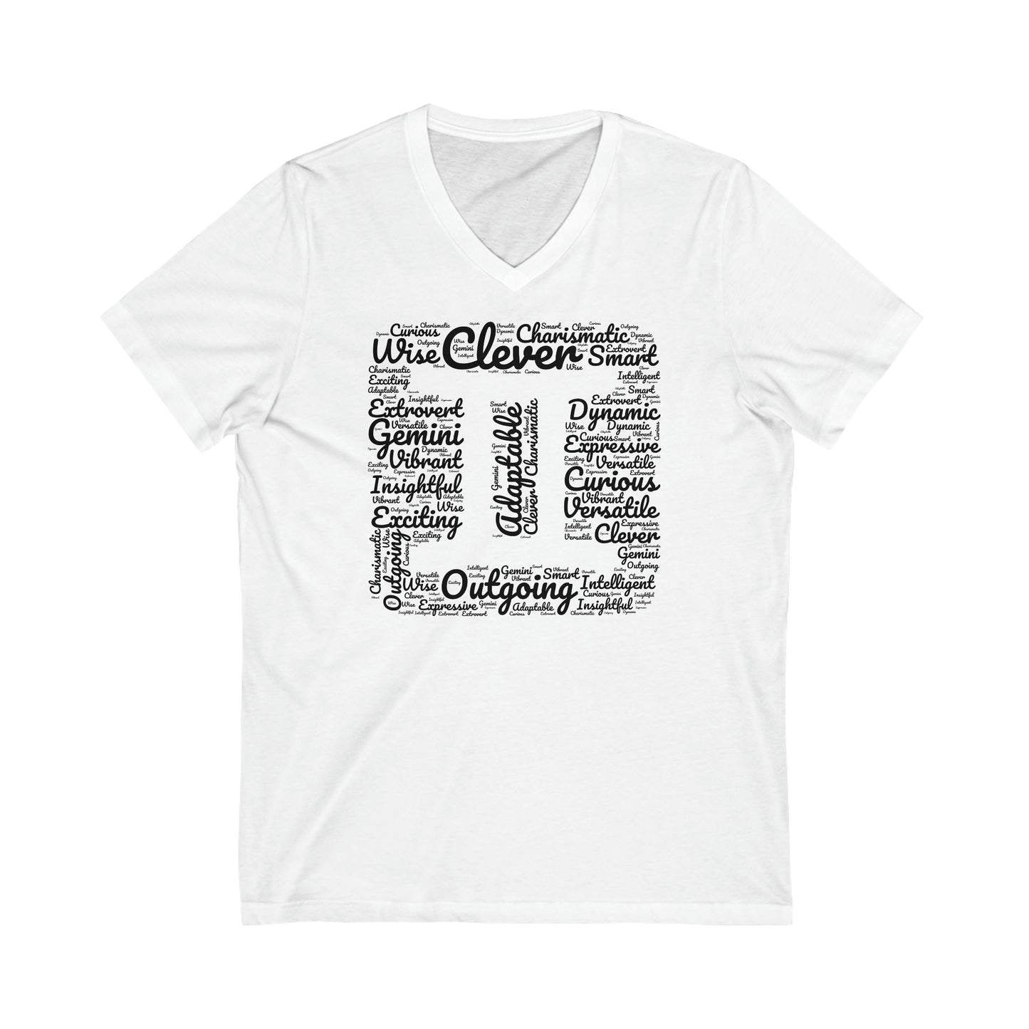 Gemini Zodiac Sign Shapecloud White V-Neck T-Shirt | Unisex Vee Shirt