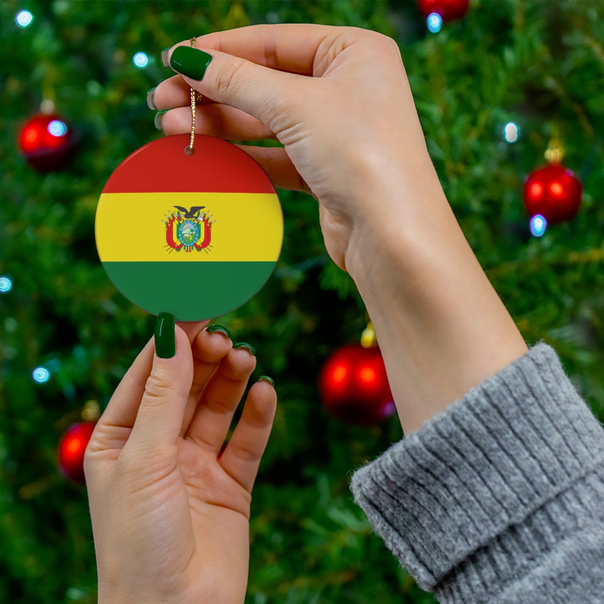 Bolivia Flag Ceramic Ornaments | Bolivian Christmas Tree