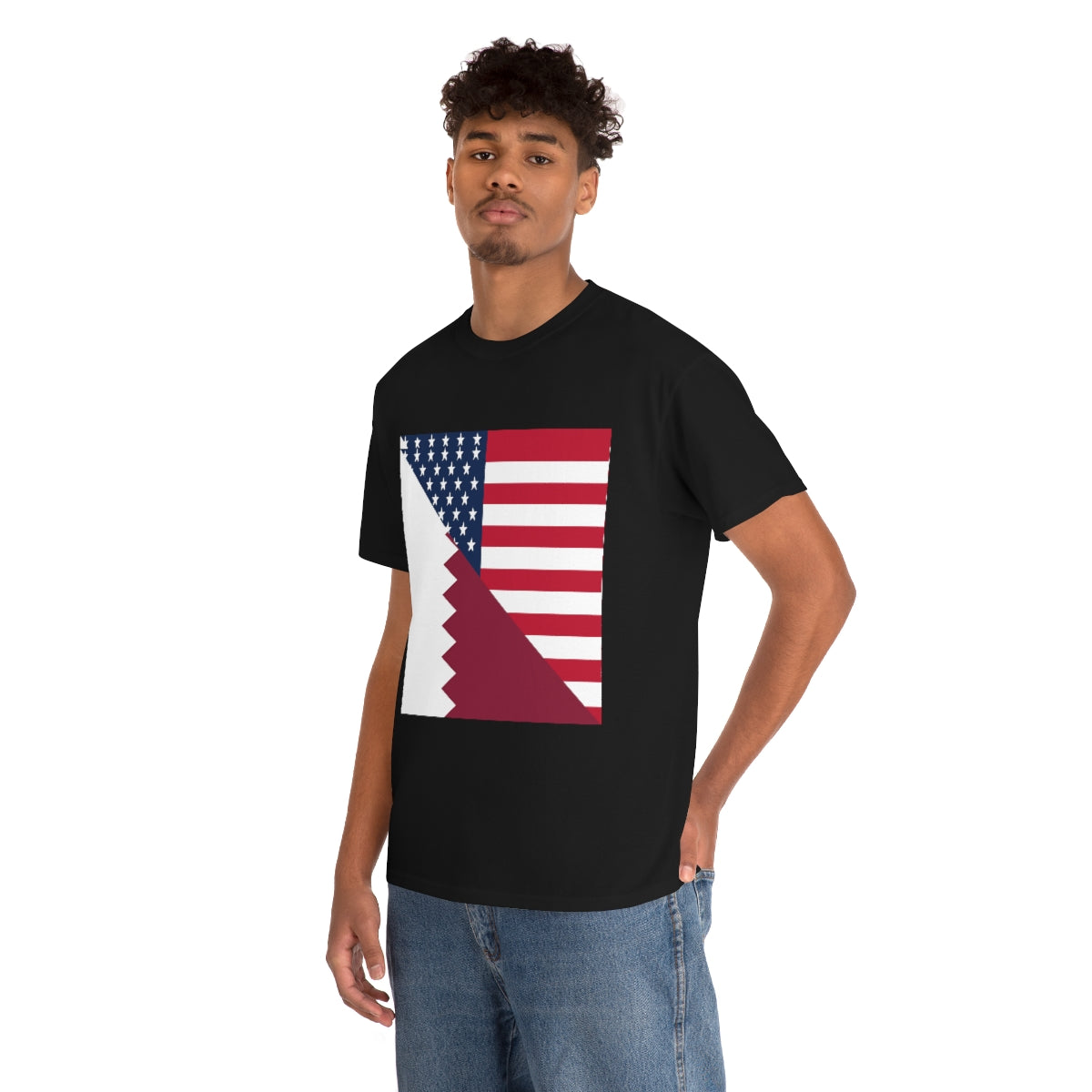 Qatar American Flag Half Qatari USA T-Shirt | Unisex Tee Shirt