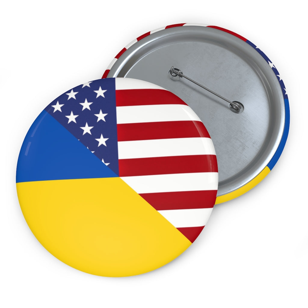 Ukraine America Flag Pin Button | USA Ukrainian American