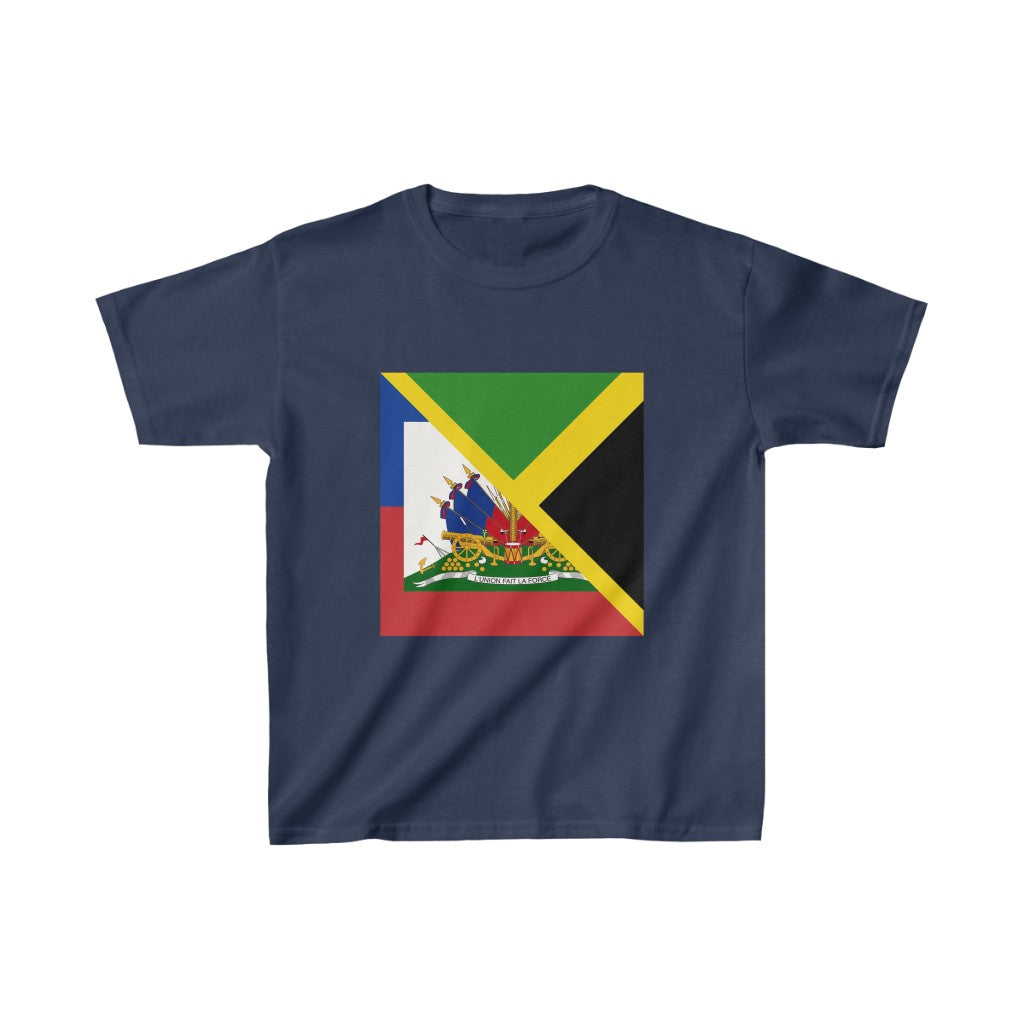 Kids Haitian Jamaican Flag | Half Jamaica Haiti T-Shirt | Unisex Tee Shirt