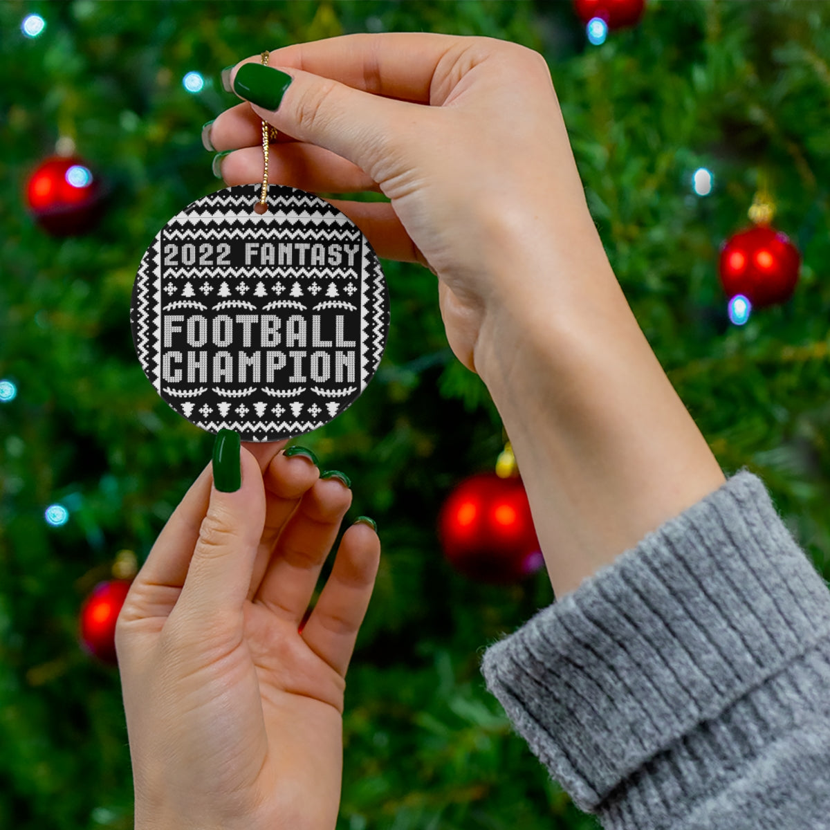 Fantasy Football Champion 2022 Ceramic Ornament | Champ Christmas Tree