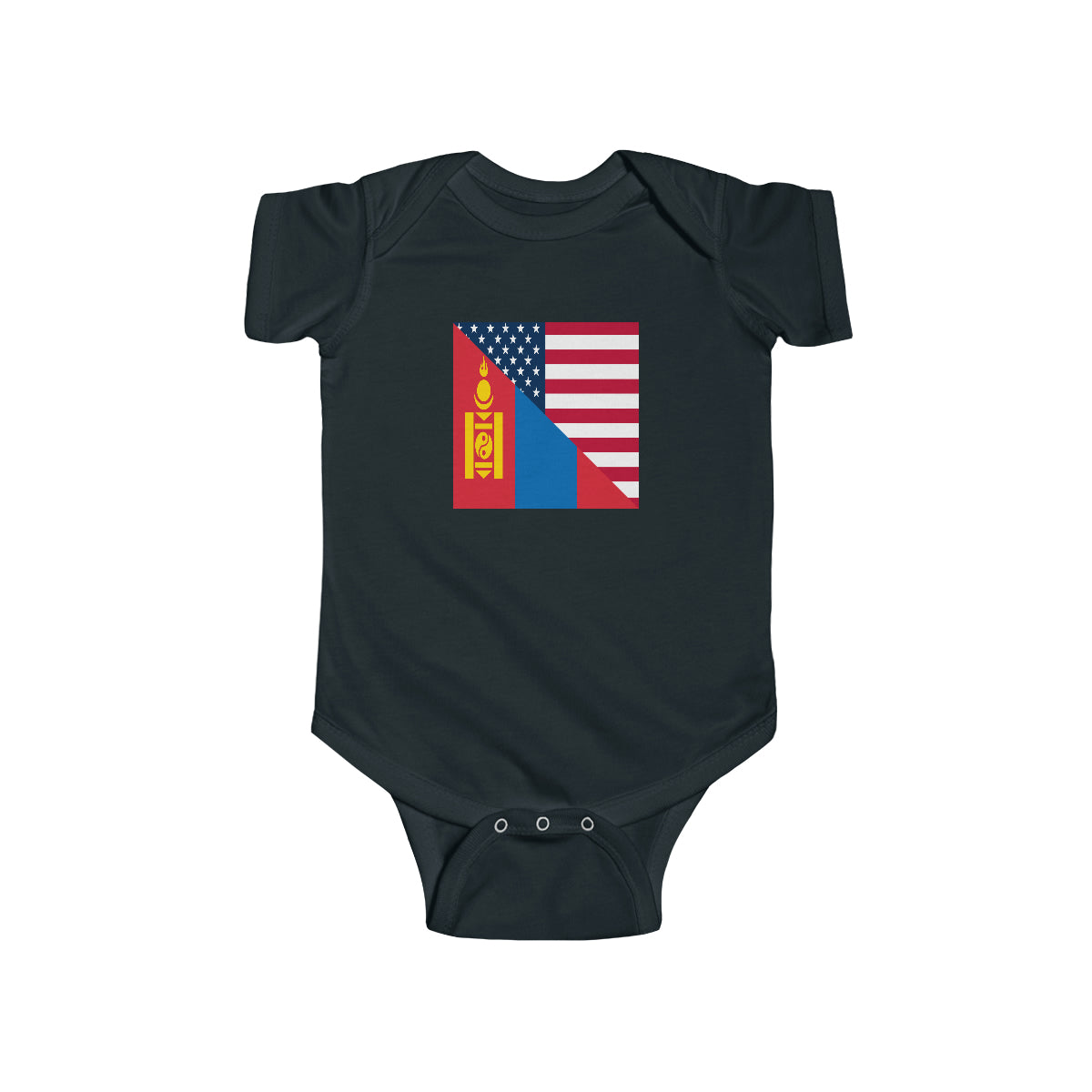 Mongolian American Flag Half Mongolia USA Baby Bodysuit | Newborn Boy Girl