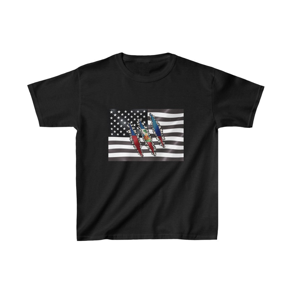 Kids Slashed Haitian Flag | Haiti T-Shirt | Unisex Tee Shirt