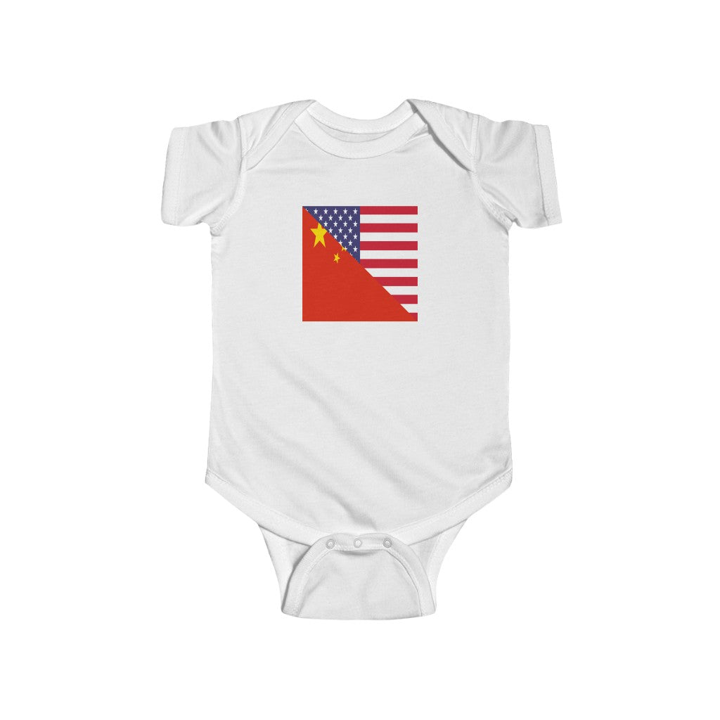 Chinese American Flag Baby Bodysuit | China USA Newborn Boy Girl