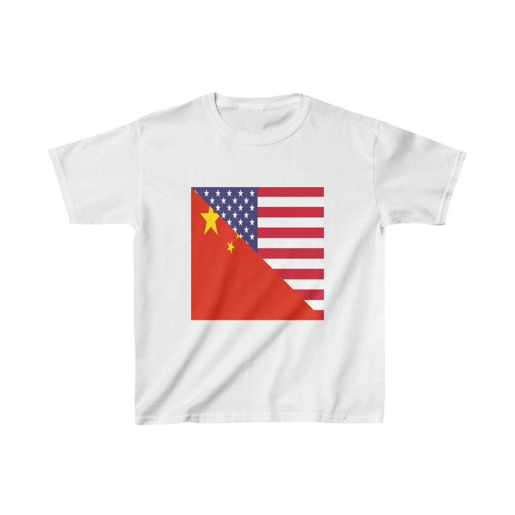 Kids Chinese American Flag China USA T-Shirt | Unisex Tee Shirt