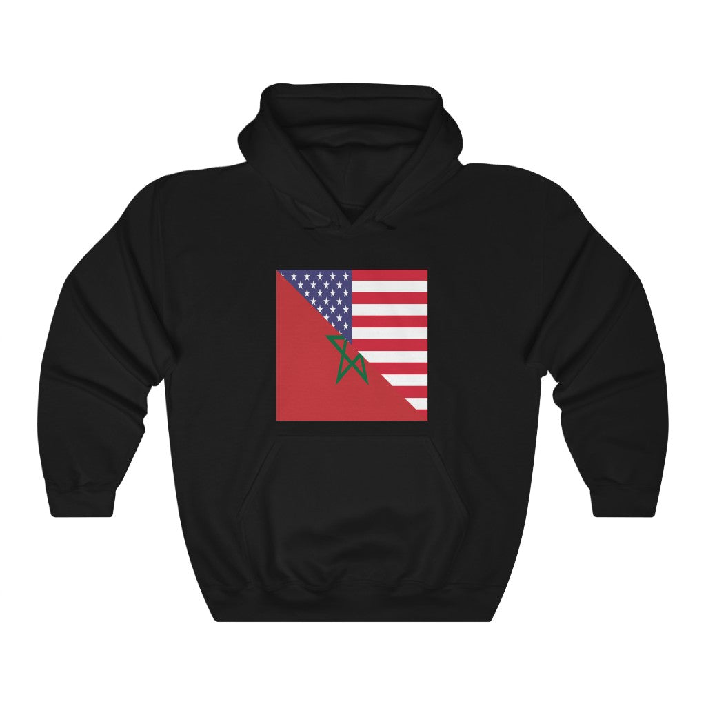 Moroccan American Flag Hoodie  | Unisex Half Morocco USA Pullover