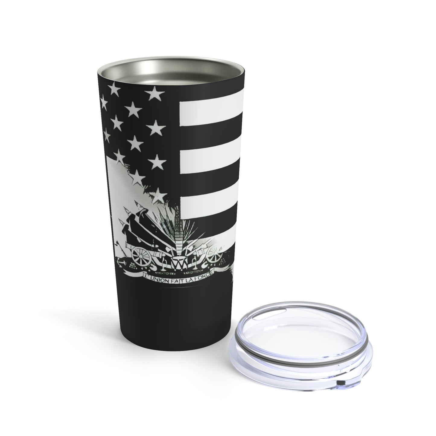 Black And White Haitian American Flag | Haiti USA Tumbler 20oz