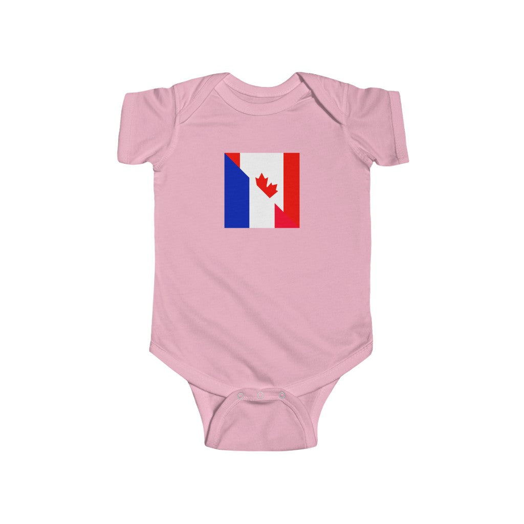 French Canadian Flag Baby Bodysuit | Canada France Newborn Clothes