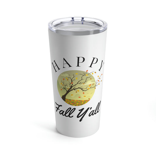 Happy Fall Yall | Tree Leaves Black Text Autumn Tumbler 20oz