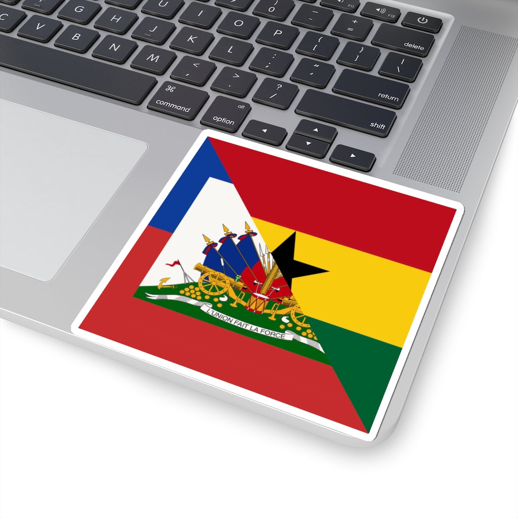 Half Haitian-Ghanaian Flag Sticker | Haiti Ghana Flag Sticker