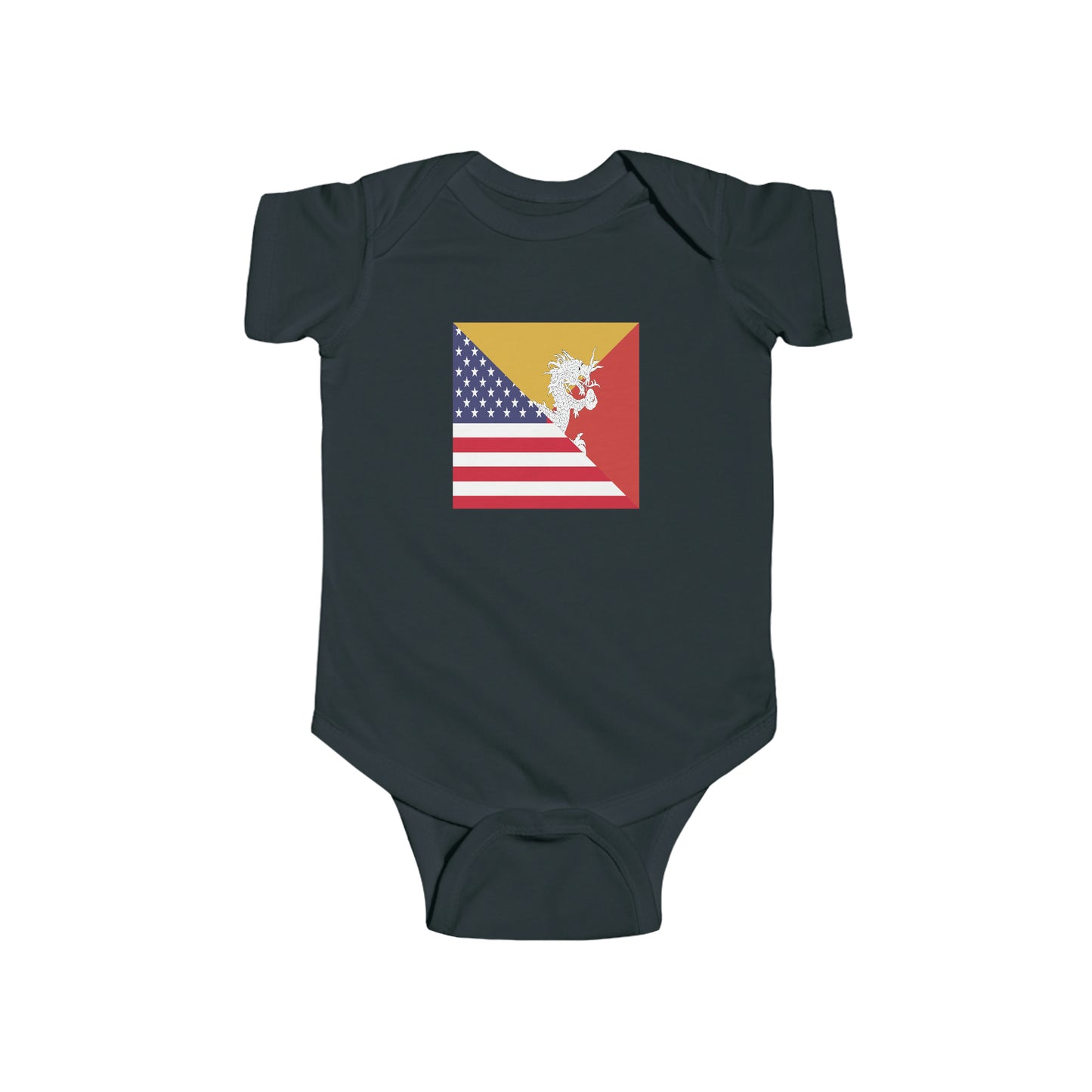 Bhutan American Flag Half Bhutanese USA Baby Bodysuit | Newborn Boy Girl